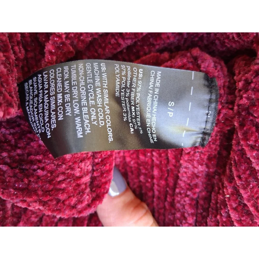 White House Black Market Burgandy Cowl Neck Chenille Sweater Size S New - Picture 10 of 12